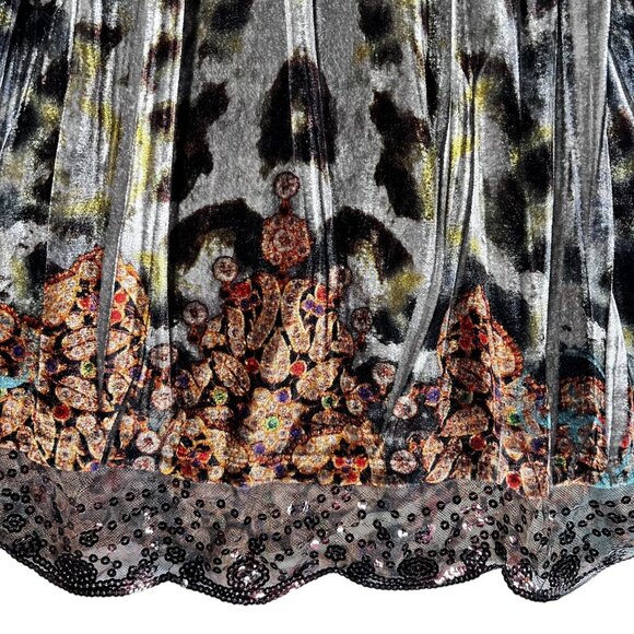 NWT Velvet Tunic Top Boho V-Neck Elastic Waist Scalloped Sequin Sparkles Med - Picture 6 of 16